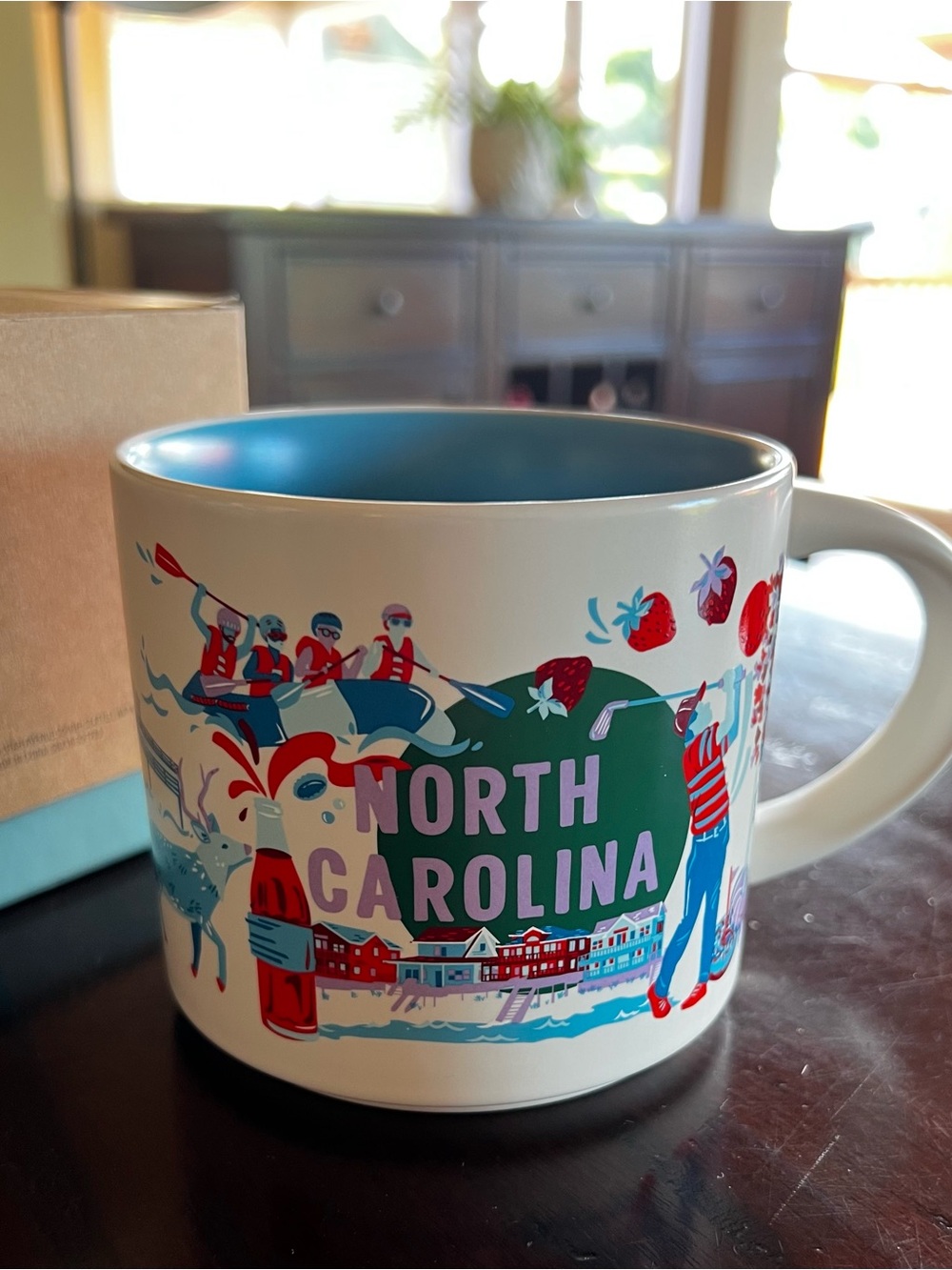 Starbucks North Carolina Discovery Series 2024 Ceramic Mug with Blue Interior